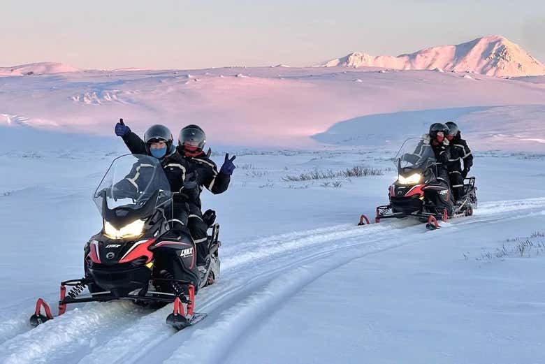 Snowmobile around the renowned Lake Mývatn